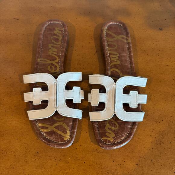 Sam Edelman Bay Cutout Slide Sandals – White Leather, Size 10 - Picture 2 of 10